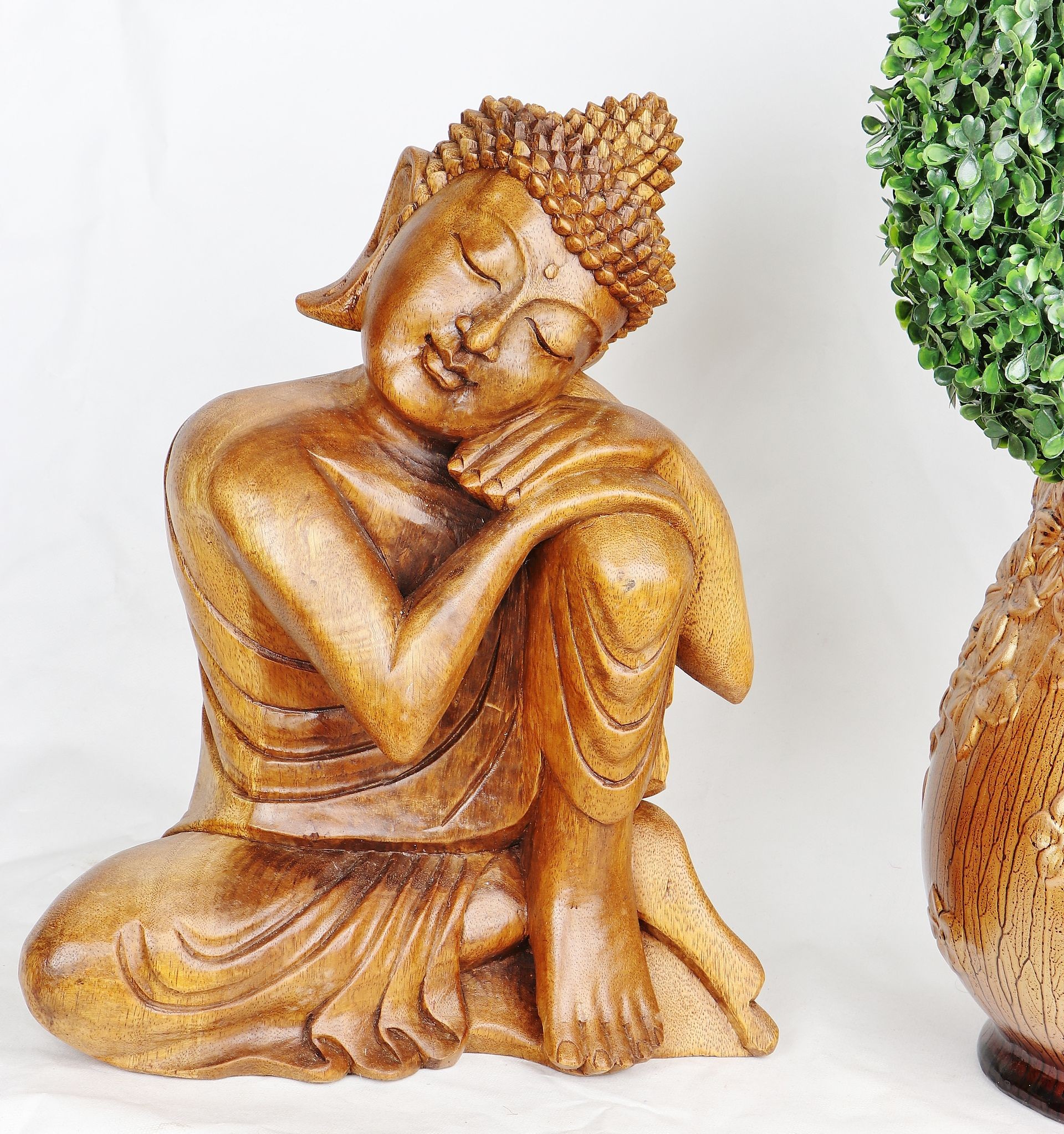Levně Dřevěná Socha - Spící Buddha 30 cm