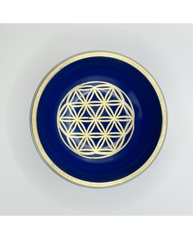 Tibetská zpívající mísa s paličkou květ života - 12 cm modrá - 700 g