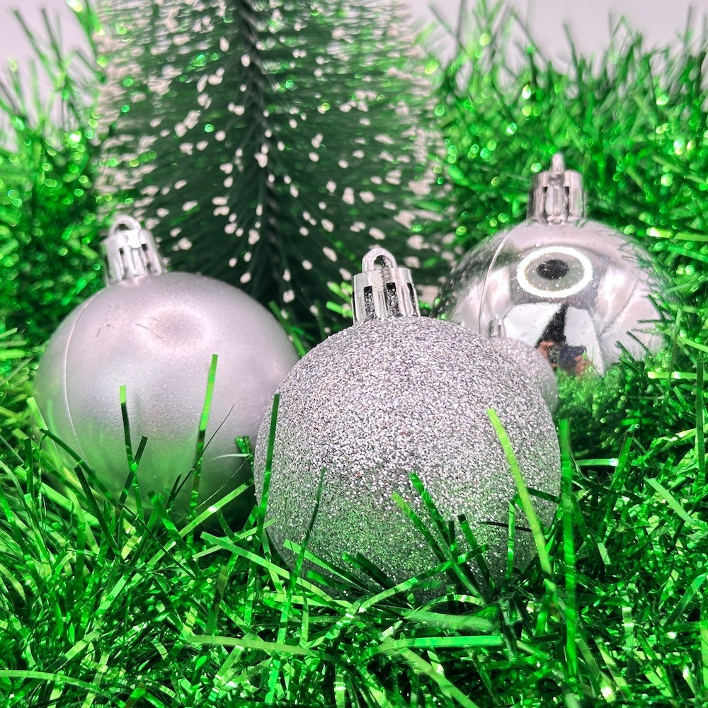 Levně Vánoční koule - stříbrná sada