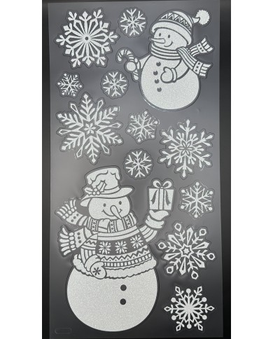 Zimní nalepovací ozdoby na okno - Santa se sobíky