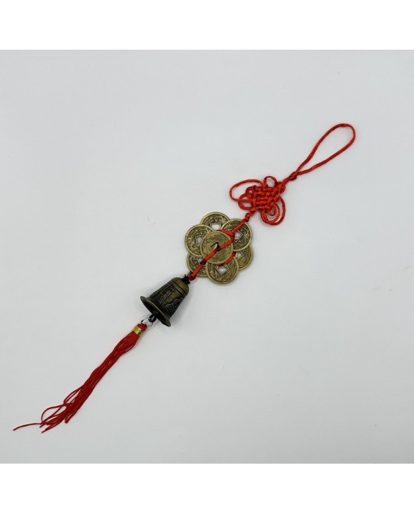 Ochranný čínský ověs - Zvon štěstí s mincemi