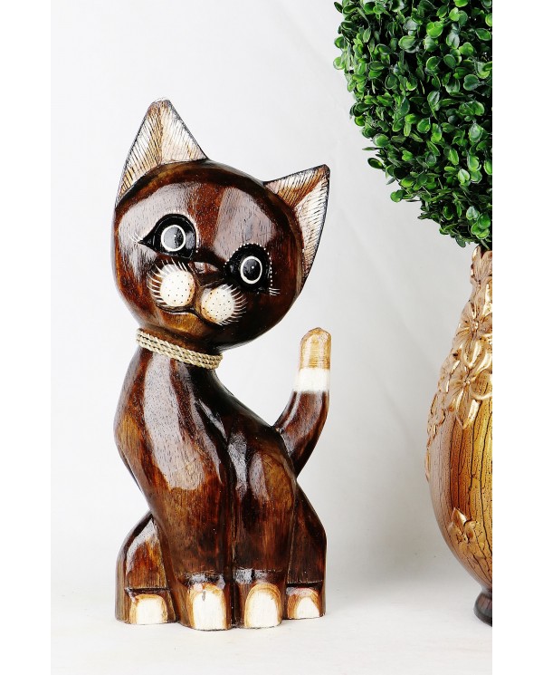 Dřevěná dekorace kočka - Monica
